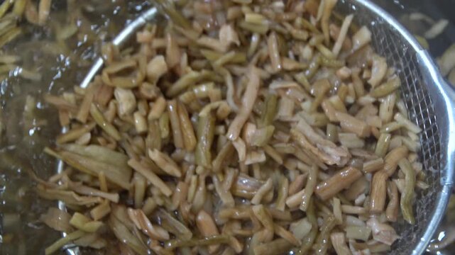 Korean braised burdock root side dish soy sauce seasoning k food vegetable healthy cooking ingredient 우엉 조림 간장양념 한식 반찬 요리 음식 양념섞기 우엉조림 건강식 채소 전통식 한국 식재료
