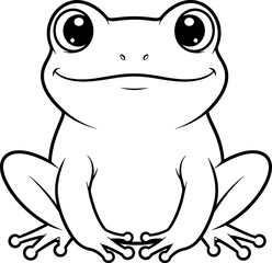 Fototapeta premium Cartoon frog sitting with happy expression during daytime isolated on white background