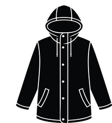 Winter parka jacket vector illustration with hood and buttons protective outerwear clothing © MdMahedi