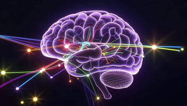 Abstract pulsing neural pathways simulating emergent AI thinking models inside digital brain structure.