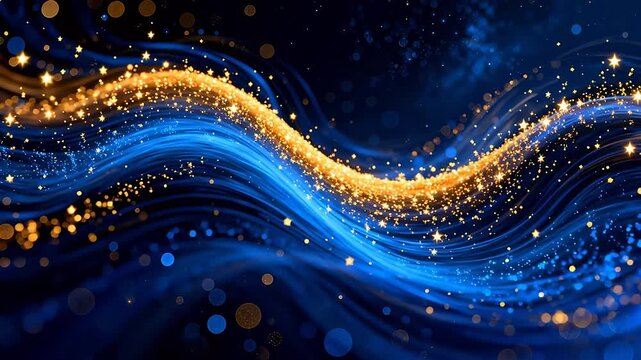 Blue and gold starry wave pattern