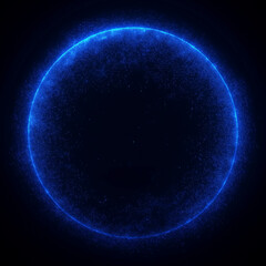 Fototapeta premium blue plasma sphere cosmic particle field overlay, futuristic energy orb asset for sci-fi design