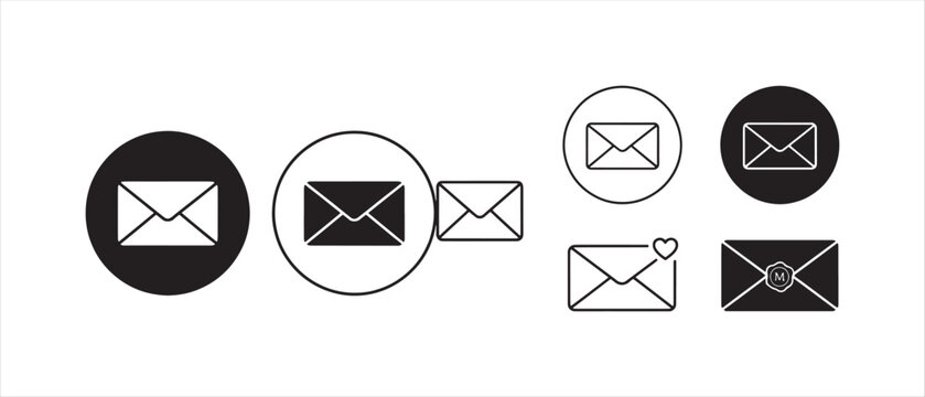 Collection of email and messaging icons for web communication and digital contact.