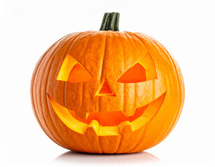 Orange carved pumpkin jack o lantern glowing for halloween night © Zeeshan
