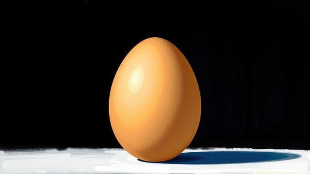 Single brown chicken egg on black background representing organic nutrition healthy food minimal composition farm fresh ingredient and culinary concept photography
