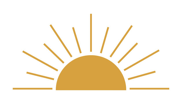 Minimalist golden sunrise icon or sunset symbol isolated as PNG
