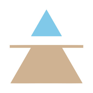 Abstract composition of blue triangle and beige trapezoid shape as PNG asset