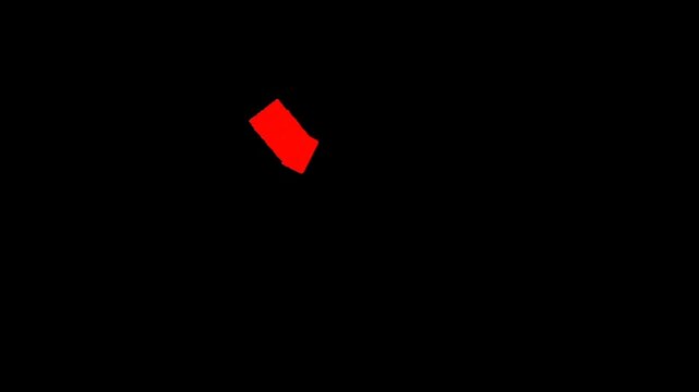 A red rhombus shape on a black background, geometric figure with four equal sides