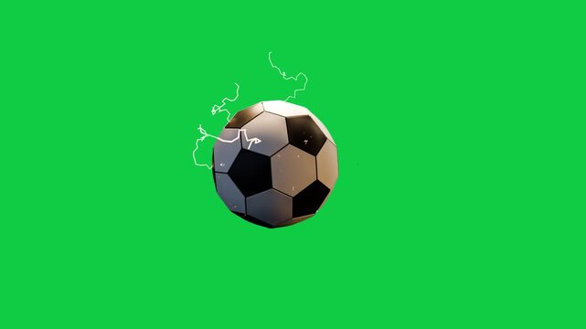 White orb moving left hitting seam exploding into soccer ball with white arcs on transparent stage
