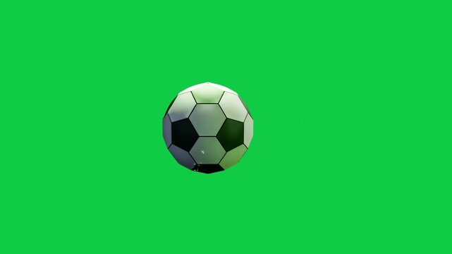 Thin arc rising, green white ball detaching, rotating, settling on transparent void showing facets