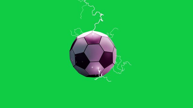 Swoosh expanding to orb, forming rotating soccer ball with arcs on transparent bg, presenting brand