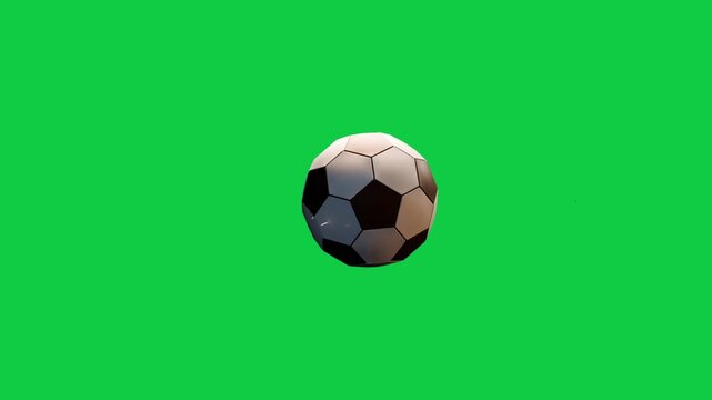 Soccer ball forming as white disc entering right rotating settling on transparent bg to reveal logo