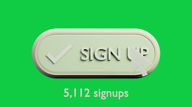 Cursor entering upper-right clicking 3D signup button on transparent bg updating 5113 confirming