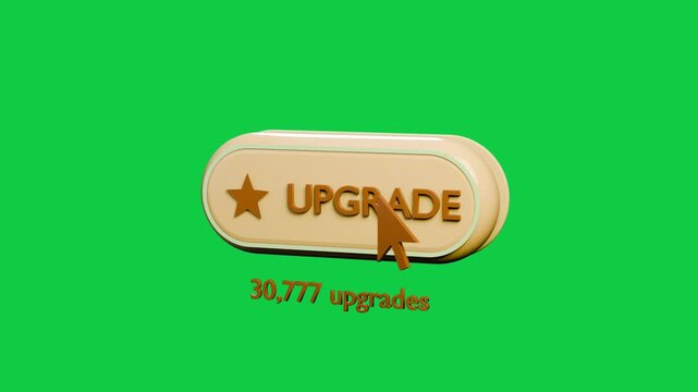 3D upgrade button on transparent bg getting orange cursor click, blurring, counting to register