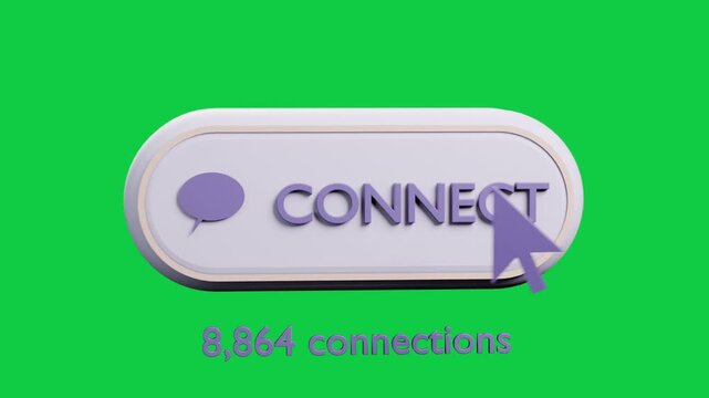 3D CONNECT button on transparent canvas reacting as purple cursor clicking, updating count to 8,865