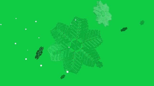 Frame 1 starting main crystal spinning forward small crystals orbiting showing cyan glints on alpha