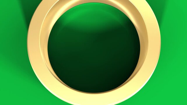On play gold ring rotating, gem sliding in, glare sweeping, showing design on transparent backdrop