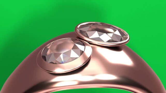 Camera pulling back tilting from macro, revealing rosegold ring bezels, showing form on transparent