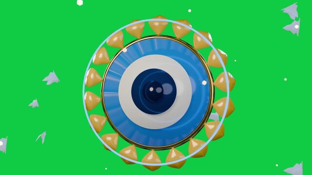 On play amulet centered on transparent canvas rotating glints sweeping flakes drifting to loop