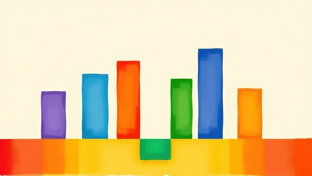 Colorful vertical bar chart illustration on clean background representing business analytics financial reporting performance comparison growth statistics and data visualization concept