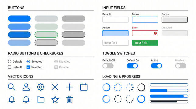 UI Kit Design Elements for Web and Mobile App Development
