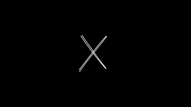 A stylized white x symbol on a solid black background representing a cancellation or multiplication sign