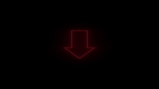 saber Animated arrow pointing down on black background.Abstract glowing down arrow icon animation 4 k video...