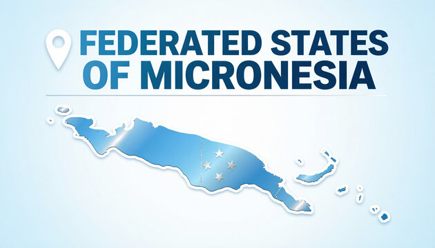 Federated States of Micronesia Political Map with State Boundaries Premium 3D Vector Illustration