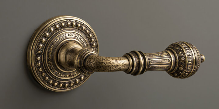 Ornate Brass Door Knob with Intricate Carvings