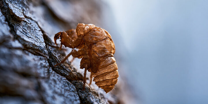 Leafhopper on textured tree bark