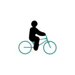 Obraz premium Person riding bicycle icon, flat isolated vector illustration