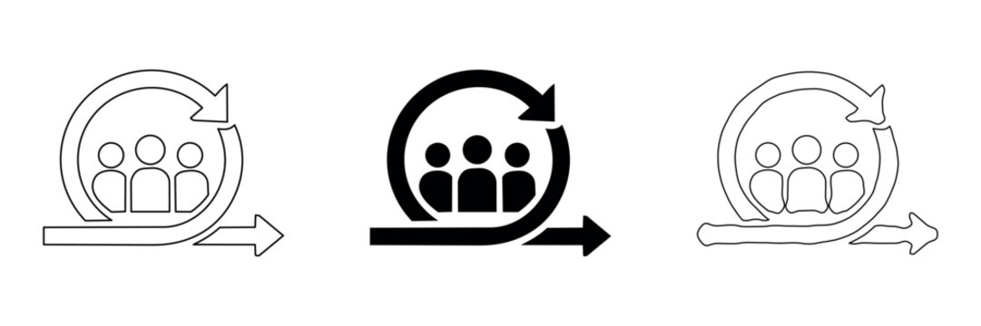 Agile methodology icons representing teamwork and iterative processes