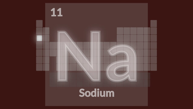 Illustrazione grafica di Tabella periodica degli elementi con evidenza dell'elemento chimico Sodio