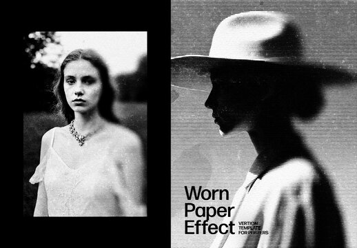 Vertical Worn Paper Effect For Poster And Print Design