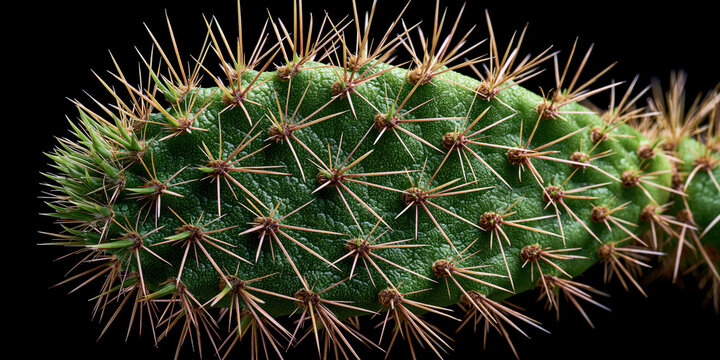 Close-up of a green cactus with spiky areoles