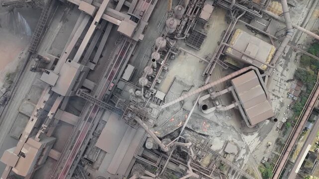 Overhead View of Steel Mill Operations in an Industrial Complex