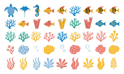 Obraz premium Educational Marine Life Graphic Set.