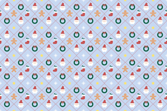 Cute Christmas Santa Claus argyle seamless pattern