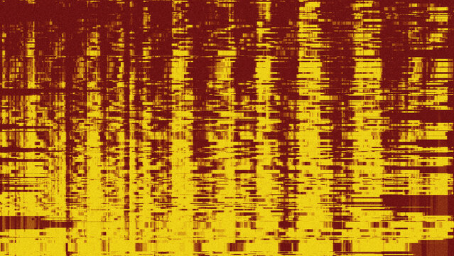 Abstract yellow and maroon red vertical pixel sorting glitch texture background