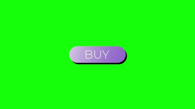 Animation of Vibrant purple 'Buy' button for e-commerce, online shopping, and transactions, isolated on green screen background for chroma key use.