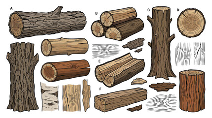 Wood Texture Collection: Logs, Bark, Cross-Sections, and Grain Patterns © firia