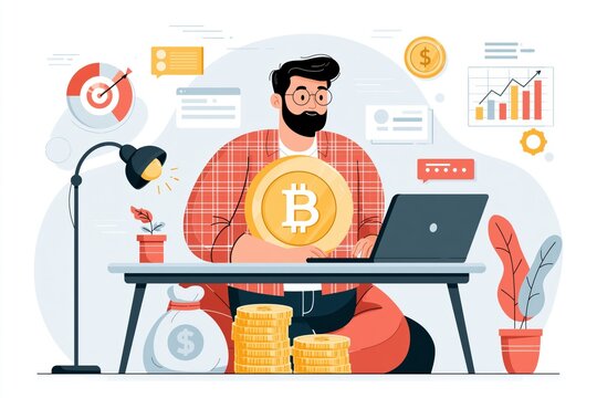Financial investment 3D illustration vector. Trading or market movement. Bank deposit, revenue business success. Profit finance Money management. Investment Cryptocurrency trend trading. 3d Vector