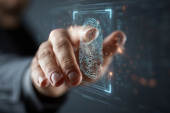 Fingerprint scan. Biometric fingerprints
identification, security system thumb lines
authentication. Digital fingerprint scan
vector illustration set. Fingerprint and
thumbprint, digital security 