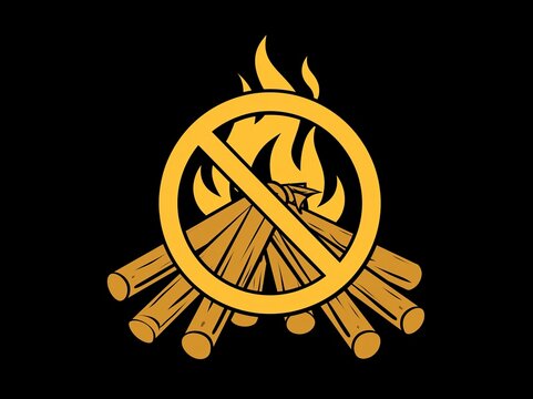 No Fire , forbidden fire smoking and no open fire burning red sign. No open flame sign symbol, Stop bonfire icon. No fire icon. Red ban of flame sign, Match flame is prohibited, flame restriction.