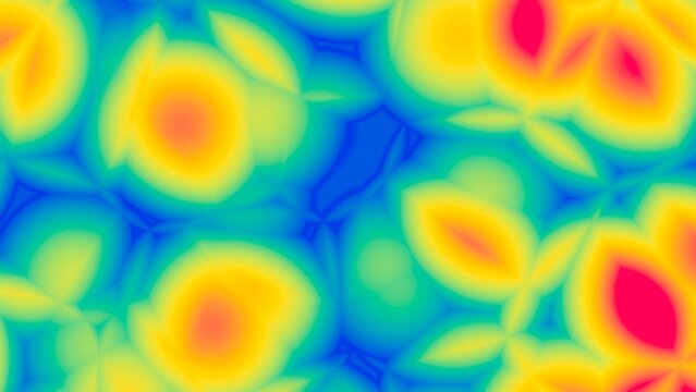 Abstract bright Voronoi pattern with glowing blue, yellow, and red colors. Perfect for colorful 3D textures, vibrant digital backgrounds, and modern graphic design.