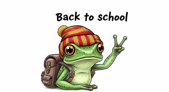 Adorable Froggy's First Day: Whimsical Illustration Ready for School Adventures