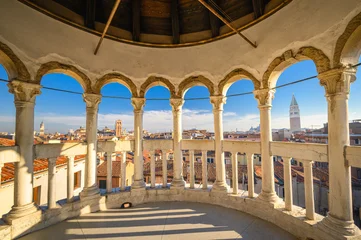 Top Loggia of the Contarini del Bovolo with the Campanile di San Marco - Venice, Italy © tichr