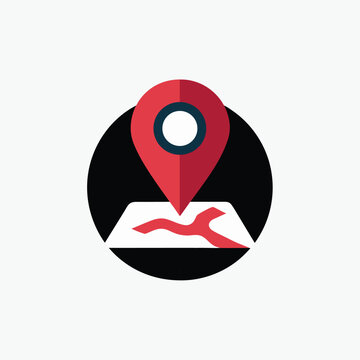 map with location pin icon silhoutte vector