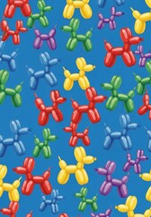 Fototapeta premium Vibrant Balloon Dogs Pop with Joy on a Bright Blue Background - A Playful Artful Delight