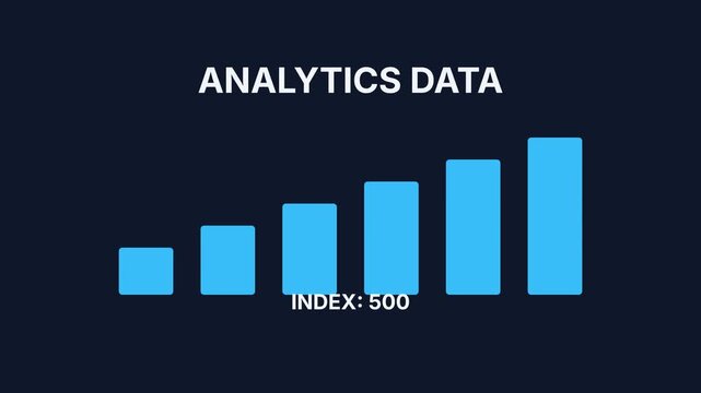 Animated analytics data visualization, colorful bar chart with increasing index values from 0 to 996, seamless loop, symbolizing business growth and data analysis